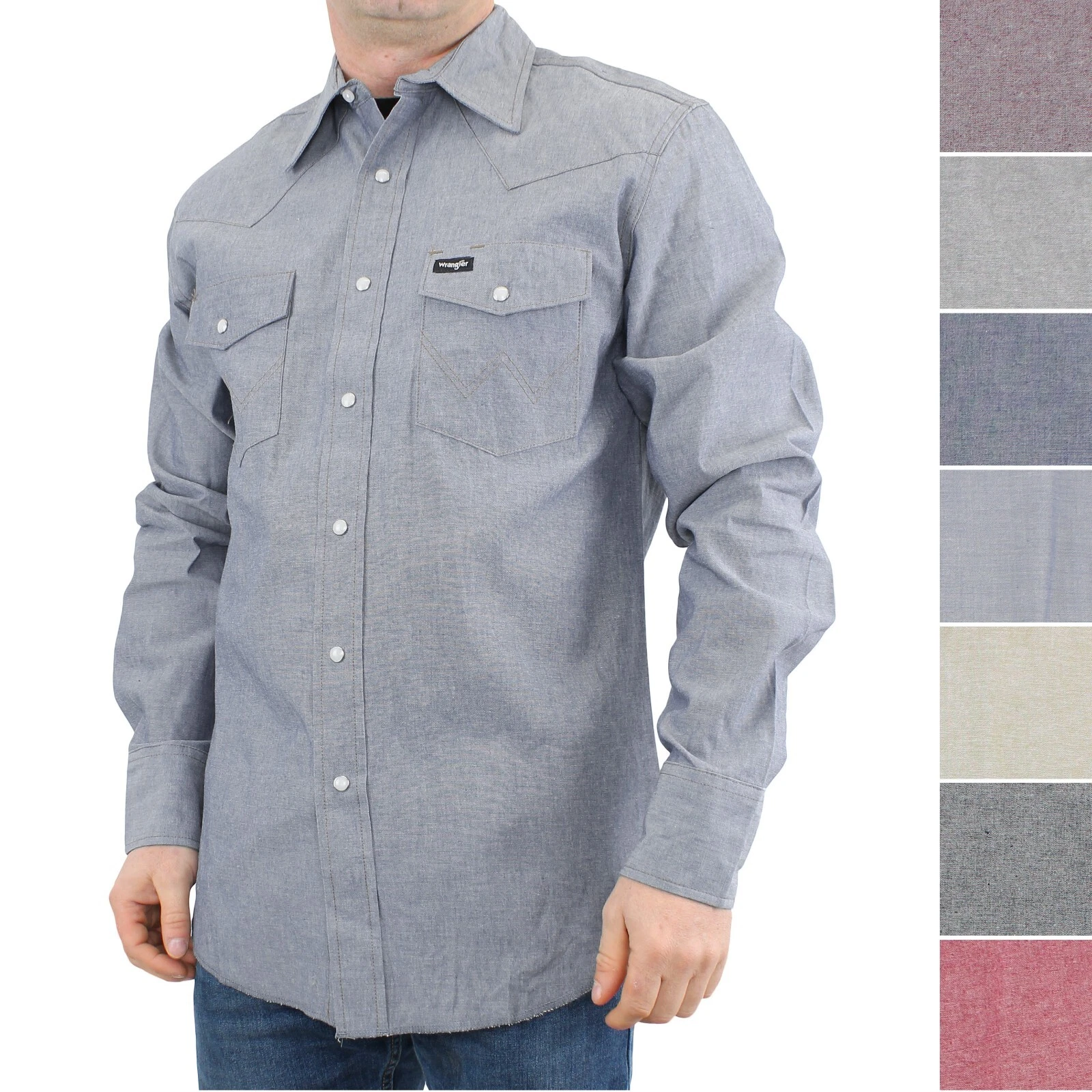 Wrangler Men's Western Shirt Long Sleeve Chambray Snap Button Up 100% Cotton
Opens in a new window o