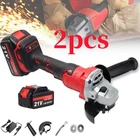 2pcs 21V Cordless Angle Grinder Kit Power Tool Sander 9000RPM With Battery