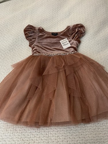 NWT ZUNIE GIRLS DRESS SIZE 4 FROM NORDSTROM COPPER PINK WITH RHINESTONES - Picture 3 of 8