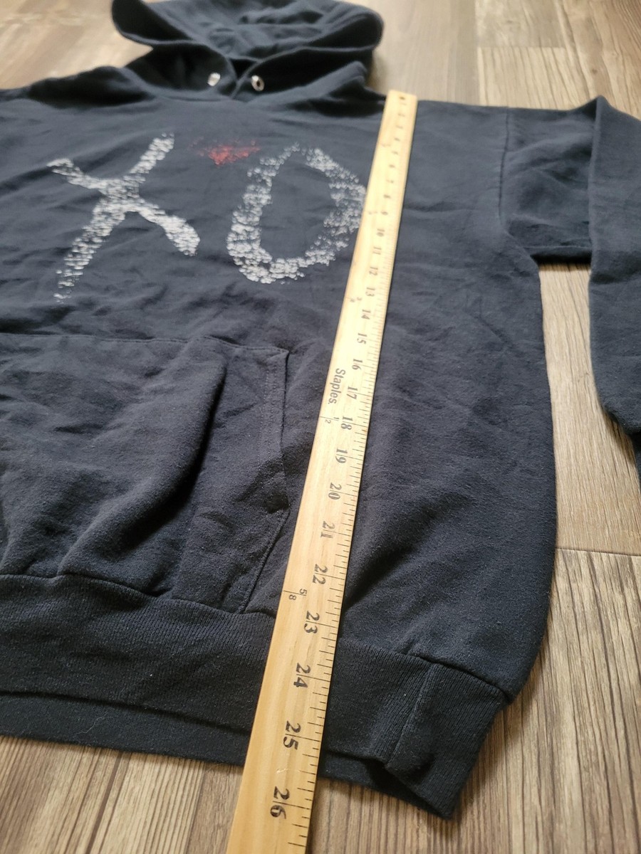 Port and Company Hoodie Mens Medium Black XO Heart Graphic Pullover Sweatshirt View 5
