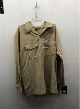 Dickies Men's Khaki Flex Long Sleeve Work Shirt Button Up Two Pocket NWT Sz XL