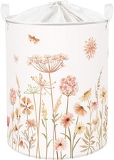 63L Large Boho Flower Plants Kid Laundry Hamper with Handle Girl Bedroom