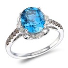 Le Vian 14K White Gold Cocktail Ring for Women London Blue Topaz Diamond Size 9 — photo 1