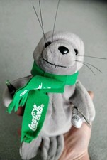 Vintage 1998 Coca Cola Bean Bag Plush Seal In Green Scarf 0123 W/ Tags