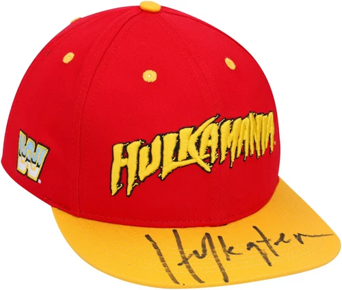 Hulk Hogan WWE Autographed Red & Yellow Hulkamania Retro Snapback Hat