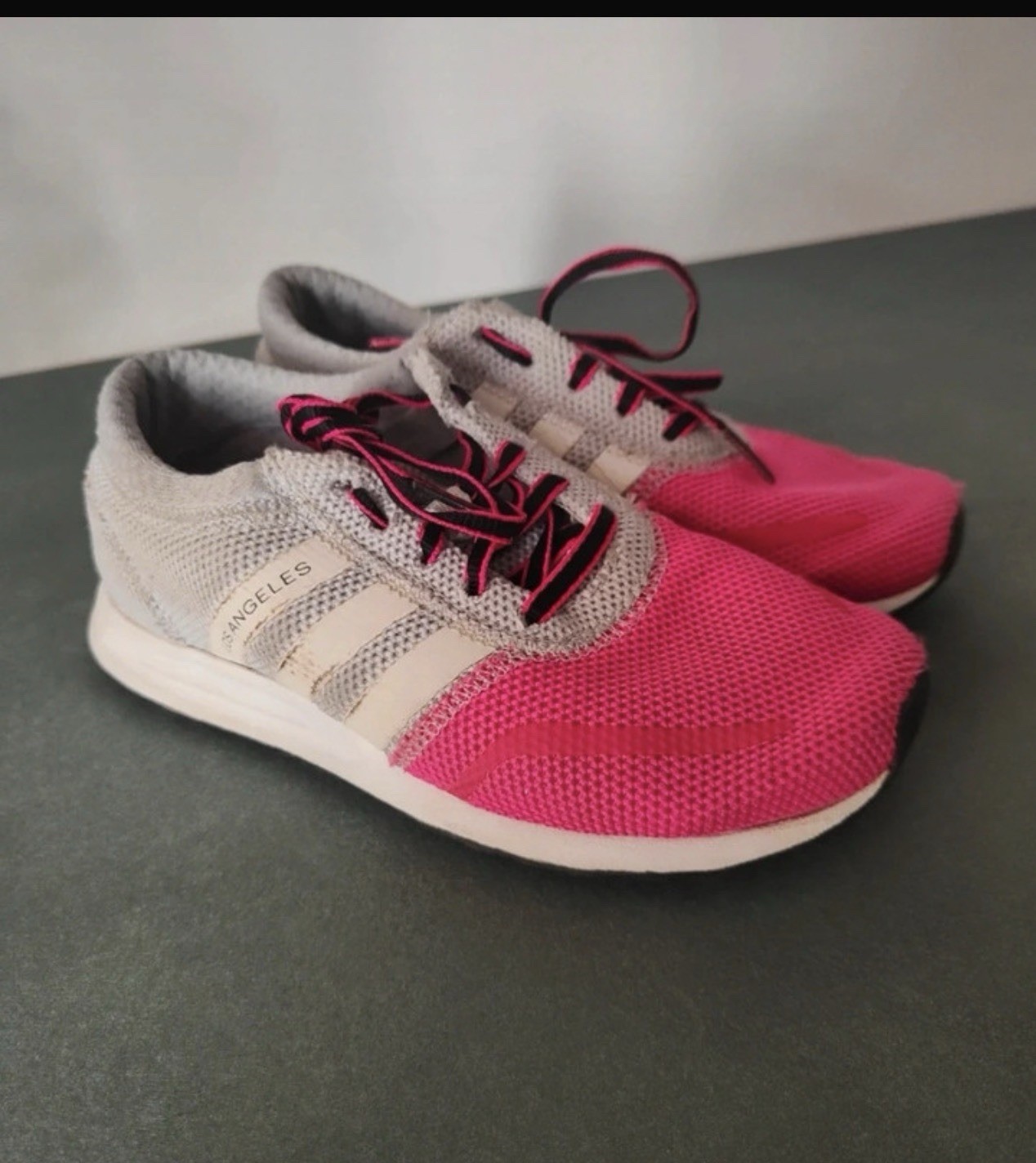 adidas Los Angeles Sneaker Bambino Unisex EU 35 Rosa/Grigio Lacci Corsa