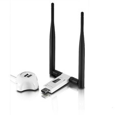 Wireless N 300Mbps Long-Range USB Adapter with Two 5dBi Antennas and USB 2.0 ...