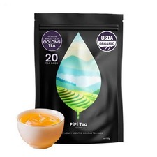 PiPi Tea Organic Oolong Tea Bags  Whole Leaf, 20 Bags 4g Each   Calming Tea