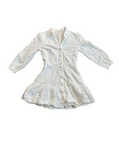 MNG Mango Dress Womens 4 White Crochet Lace Tiered Cottage Prairie Boho Festival