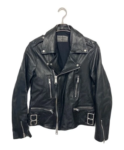 ALL SAINTS Double Riders Leather Jacket Men's Size S Black - product listing photo