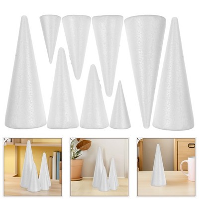 12Pcs Durable White Foam Craft Cones for DIY Christmas Tree Decorations