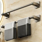 No-Drill Black Towel Holder Self-Adhesive Aluminum Alloy Rail