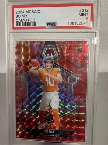 2024 Mosaic Bo Nix Camo Red #312 PSA Mint 9