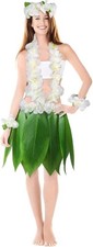 DomeStar Leaf Hula Skirt and Garland Set, Hawaiian Style Halloween Dress Costume