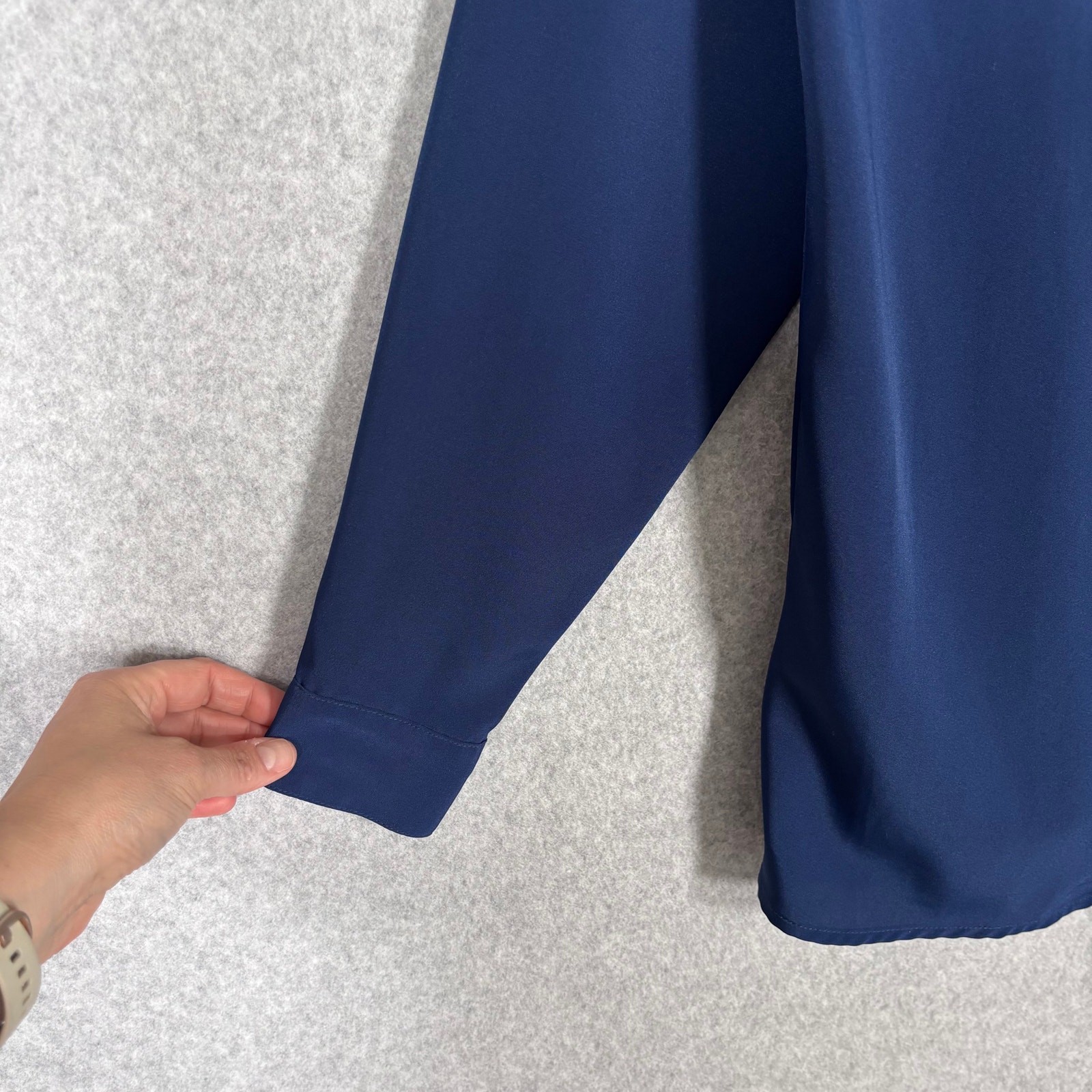 SAINT LAURENT Top Yves St Clair vintage anni 90 piccolo blu navy avvolgente drappeggio glam tuta tranquilla carriera chiesa