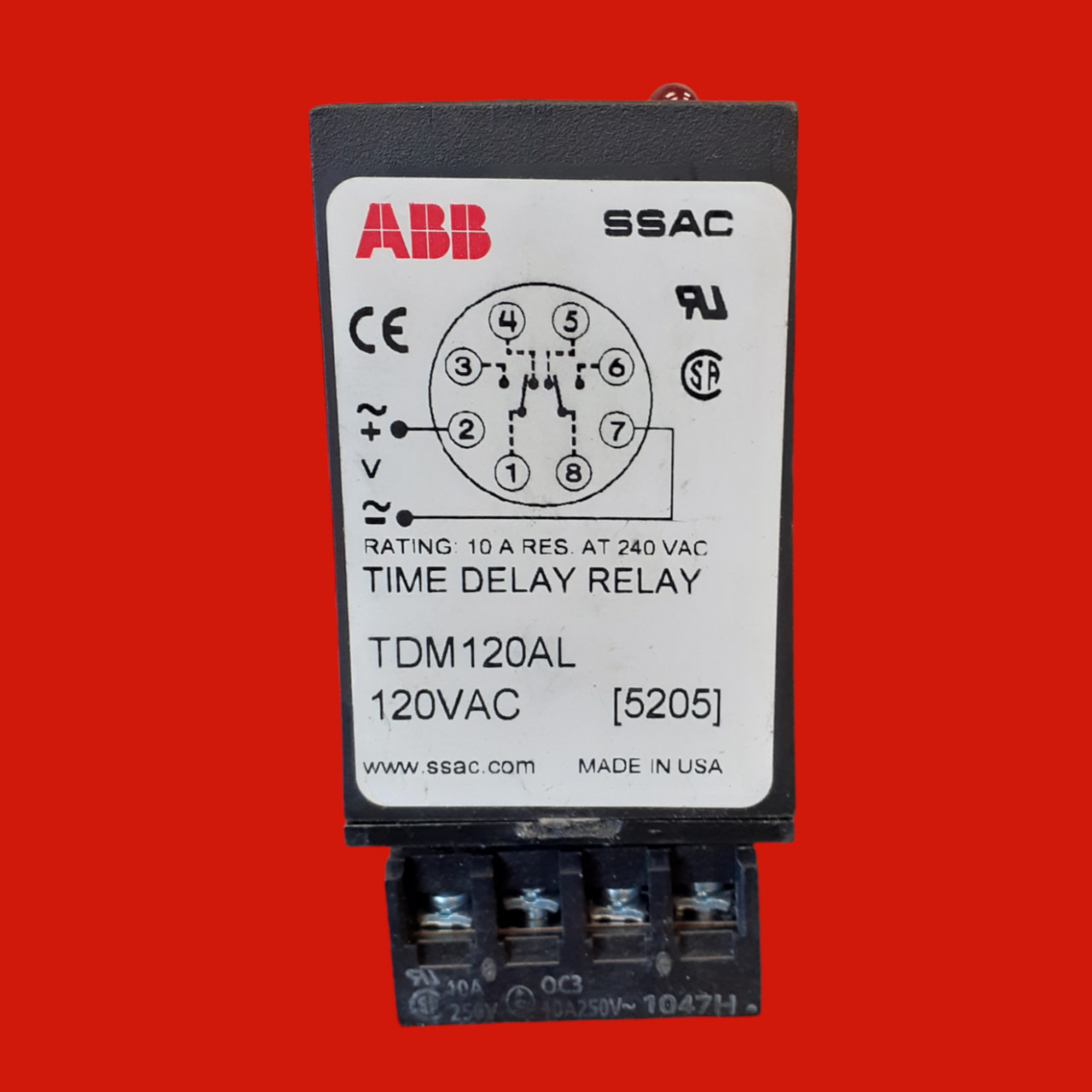 ABB - SSAC Timer Delay-on-Make 120VAC Relay 1 1023s 8-PIN LED, TDM120AL