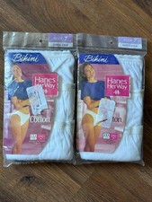 TWO 3-Pack Hanes Her Way Bikini Cotton Panties Womens 7 1995 White 6 Total 