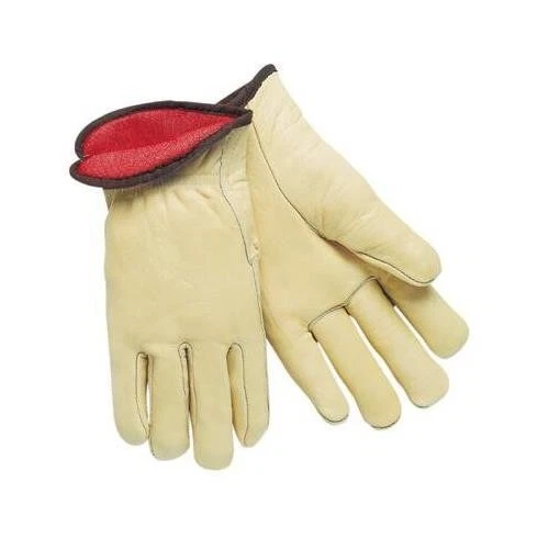 Insulated Drivers Gloves - red fleece lined leathergrain glove cream [Set of 12]