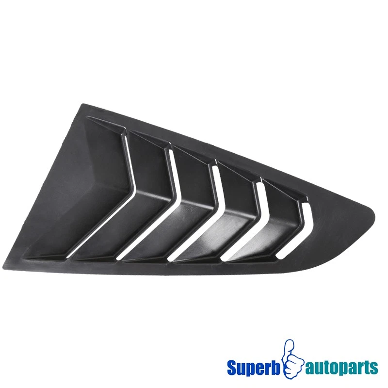 Fit 2015-2018 Ford Mustang ABS Glossy Black Quarter 1/4 Side Window Louver Cover Foto 4 de 4