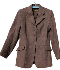 Caldene 36”(10-12)100% Wool Tweed hacking Jacket brown beige tweed vgc