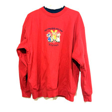 Vintage 90s Ugly Christmas Sweatshirt 1XL Grandkids Grandma Core Y2K Mock Neck