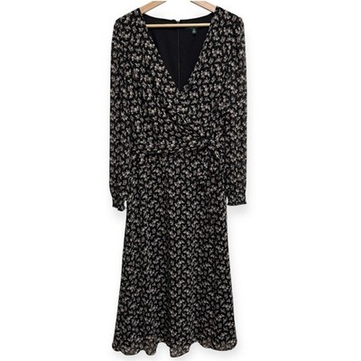 Lauren Ralph Lauren Holden Georgette Floral Print Surplice Front Midi Dress 12