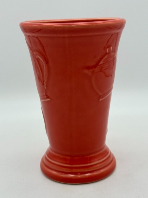 Fiestaware Pedestal Mug Persimmon with Embossed Icons