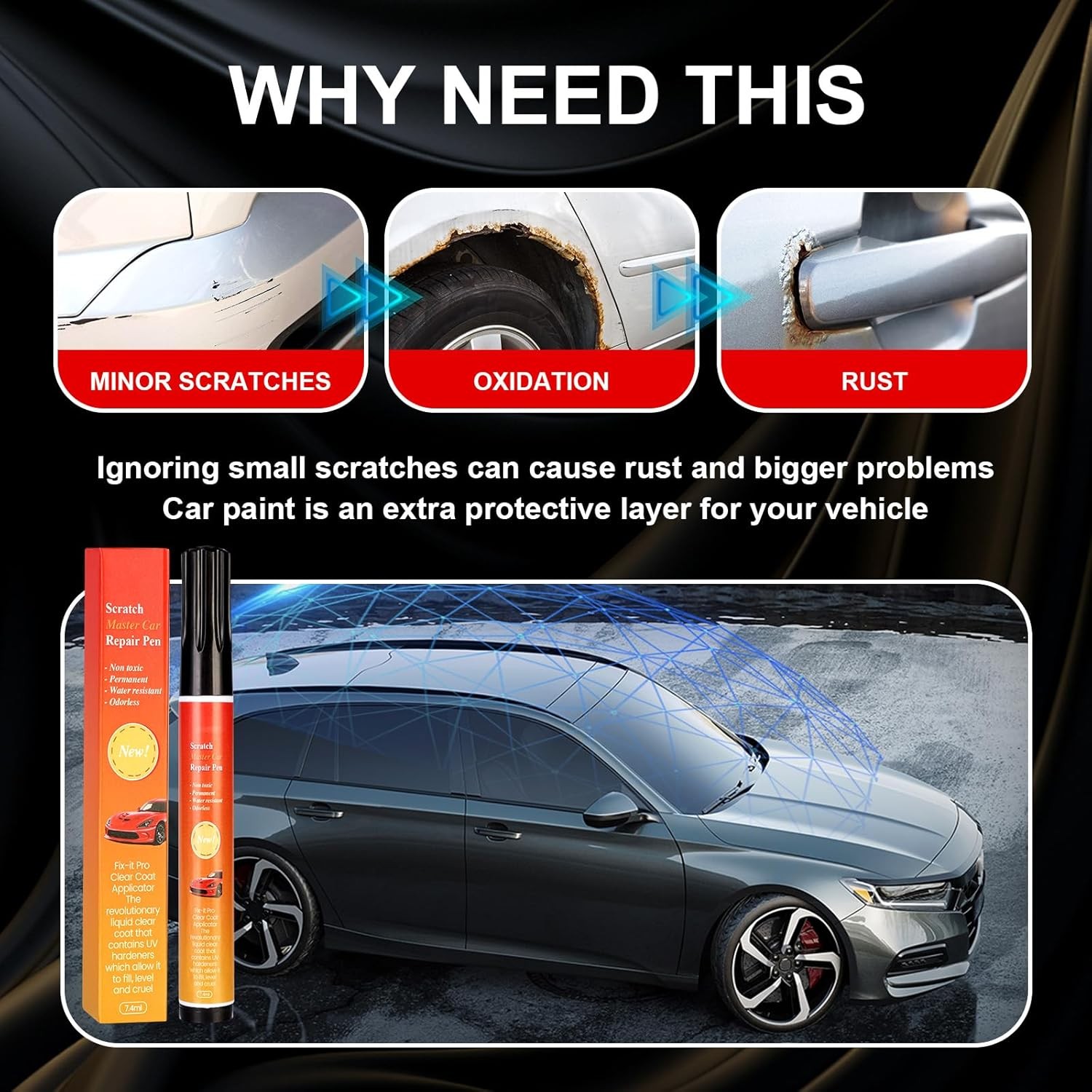 2PCS 2026 Magic Car Scratch Removal Pen, Weatherproof for All Cars, Trucks, SUV