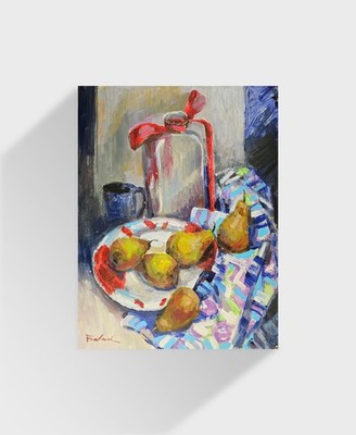 Oil painting Pears Ukrainian painter canvas Unframed original Decor still life