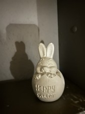 Dekofigur. Osterhase. Weiß. Aus Keraflott. Handmade.