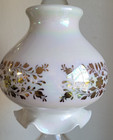 Vtg Swag Hanging White Iridescent Luster Glass Globe  MCM Gold Floral Ruffled — photo 2