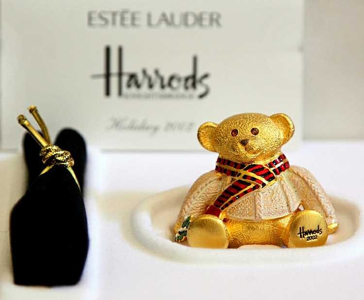 Estee Lauder Solid Perfume Compact 2002 Harrods Bear MIBB Signd Elizabeth Hurley