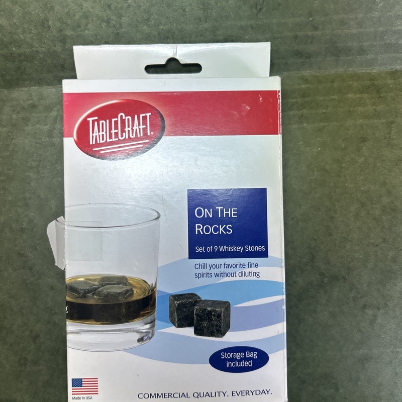TableCraft Set of 9 Chilling Whiskey Stones w/ Pouch for  Drinks USA Gray NEW