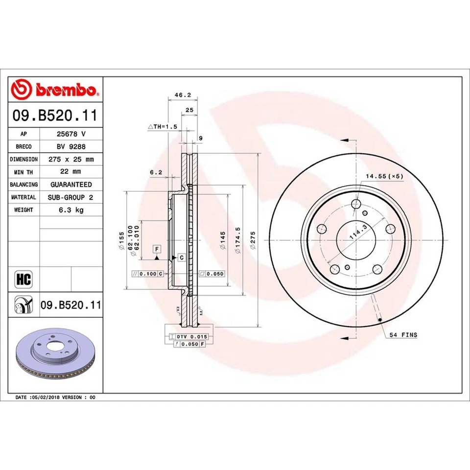 Brembo Front Brake Kit Ceramic Pads Vent Coat Disc Rotors for Lexus Scion Toyota - Image 4 of 4