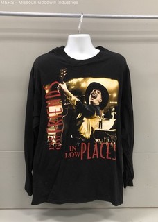 Hanes Men's Garth Brooks Black Graphic Text Image Long Sleeve T Shirt Size XL