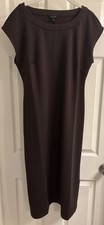 Talbots Ponte Scoop Neck Chocolate Brown Dress Cap Sleeve