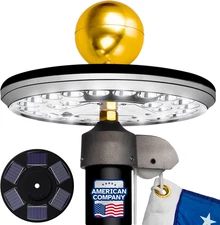 Deluxe Solar Flag Pole Light Solar Powered - 1300 Lumen for Flagpole, 26 LED Top