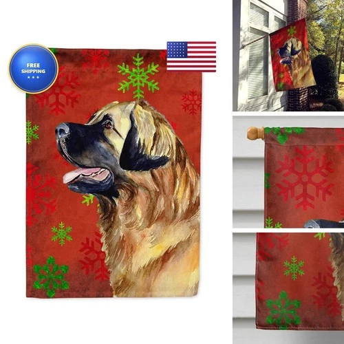 Caroline's Treasures LH9348CHF Leonberger Red Green Snowflakes House Flag - product listing photo