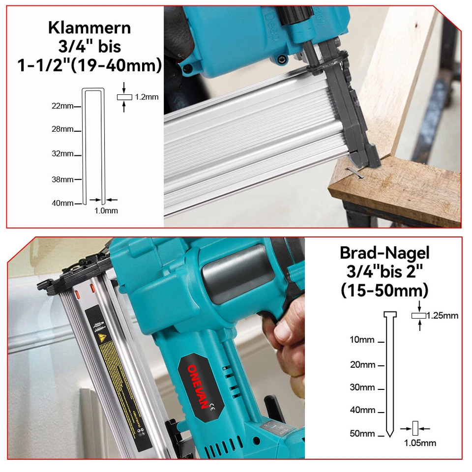 Für Makita 18V Akku Tacker & Nagelpistole 2in1 Nagelgerät Nagler Akkutacker Holz - Bild 2 von 4