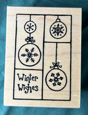 Winter Wishes Christmas Ornaments Wood Mount Rubber Stamp Great Impressions E552