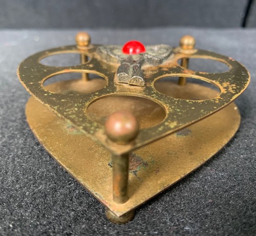 Porta rossetti vintage Jameco tono oro a forma di cuore in metallo - Foto 6 di 8