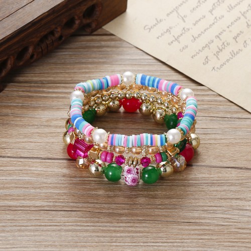 4 Pcs Bohemian Multilayer Stretch Stackable Acrylic Beaded Protection Bracelets - Bild 8 von 32
