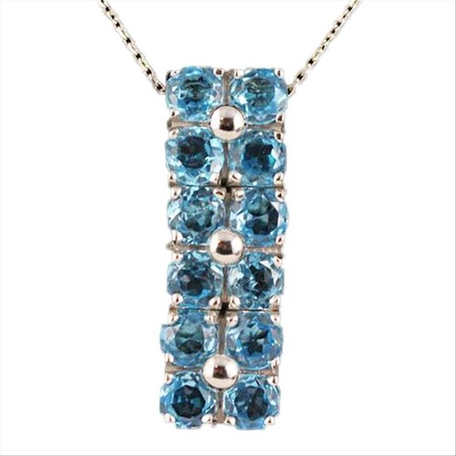 Collana Con Pendente Donna In Oro 18kt E Zirconi Celesti - Cv261