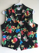 Boho Colorful Black & Floral Vest Top M