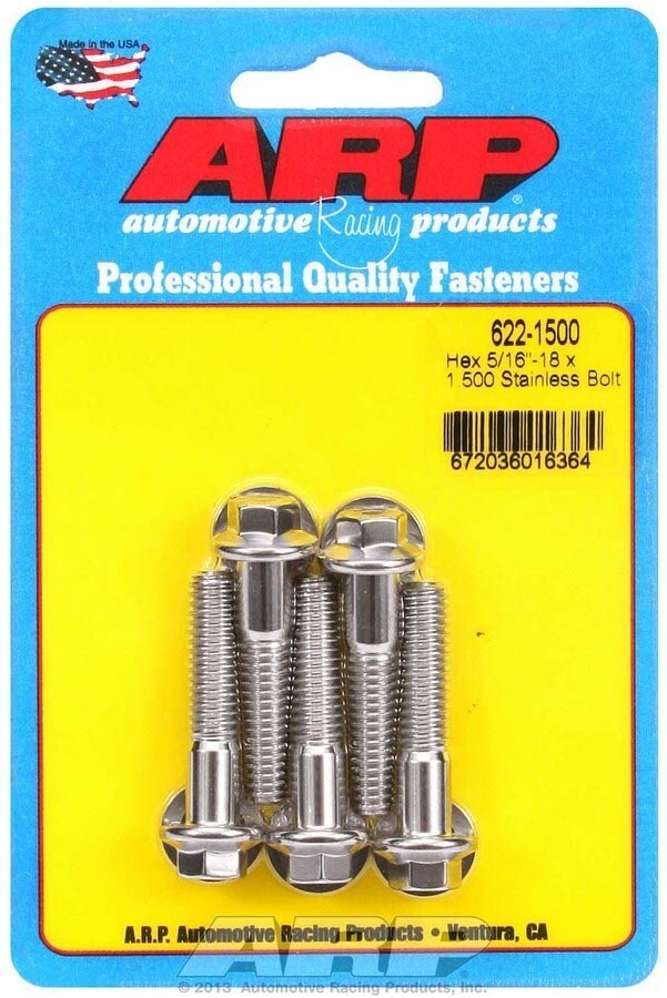 ARP S/S Bolt Kit - 6pt (5) 5/16-18 x 1.500 ARP S/S Bolt Kit - 6pt (5) 5/16-18 x 1.500