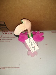 Rare Vintage Big Noggins Pink Flamingo Artist David Tougas Plush Body with Tag.