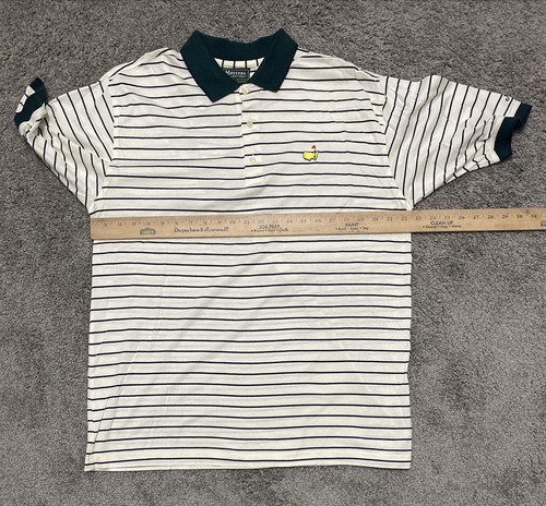 MASTERS COLLECTION 60’s TWO-PLY STRIPE CASUAL COLLAR POLO GOLF SHIRT L Beige Grn - Picture 8 of 12