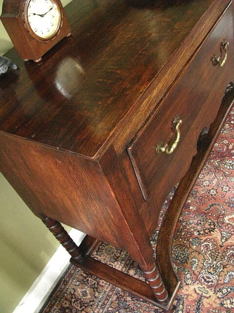 ANTIQUE OAK 2 DRAWER DRESSER BASE/SIDEBOARD/SIDE TABLE ~ BOBBIN TURNING   c1900s - image 4 of 4