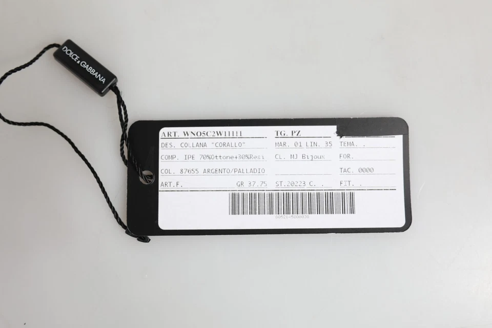 Collar DOLCE & GABBANA Tono Plata Latón Cuentas Resina DG Logo Cadena 1390usd Foto 2 de 4