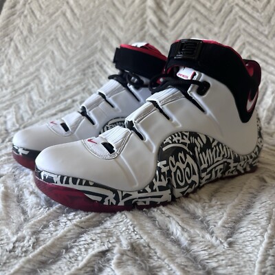 Nike Zoom LeBron 4 2023 Graffiti Sneaker Men's Size 9.5 White Lace